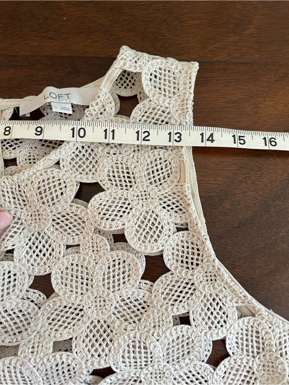 LOFT Cream Crochet Floral Sleeveless Camisole - Picture 5 of 6